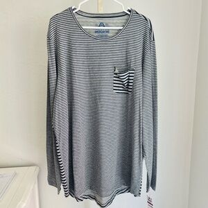 American Rag Men’s Navy and Gray Striped Long Sleeve Shirt, Size XXL NWT